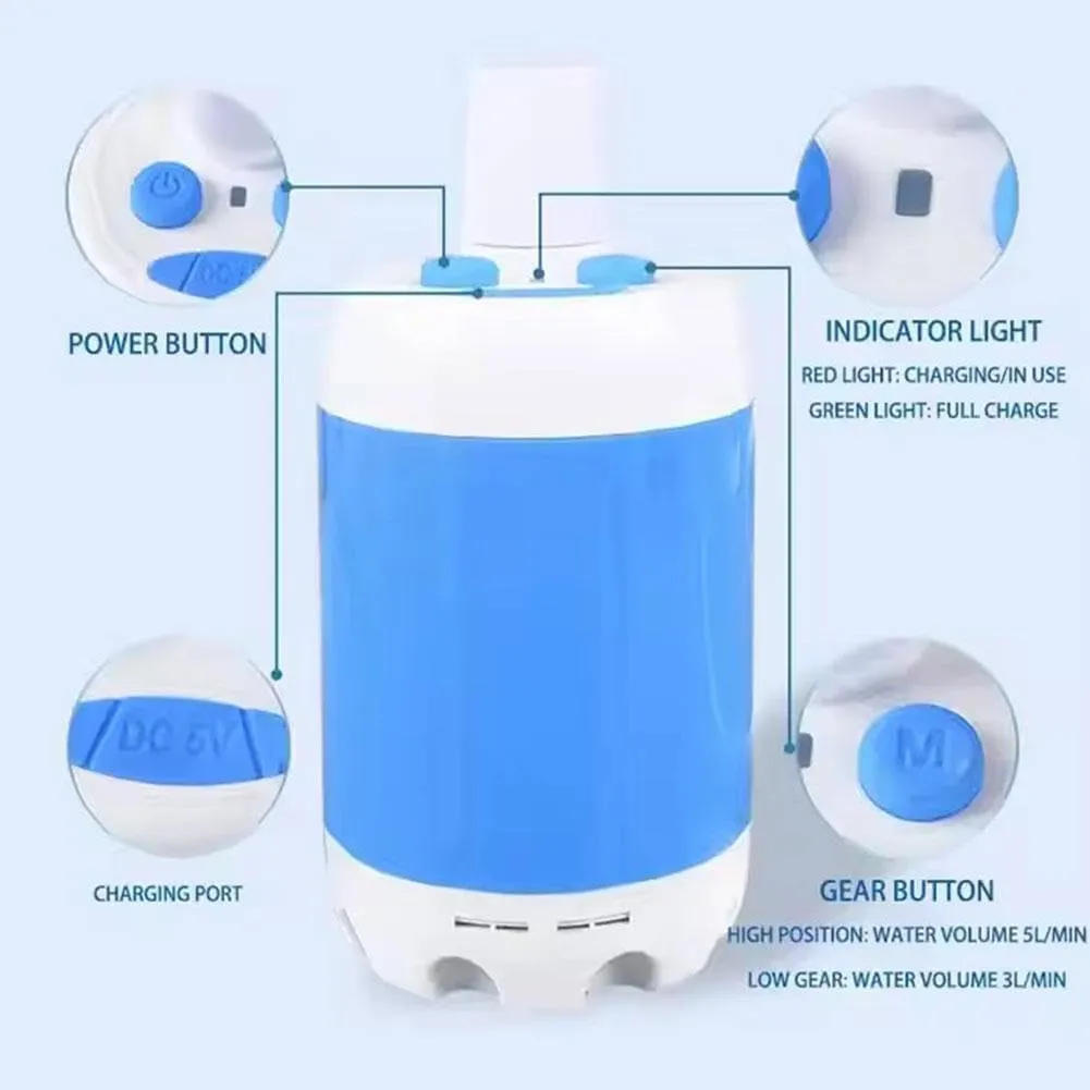 Portable Camping Shower Outdoor Camp Shower Pump,Outdoor Shower Handheld Electric Showerm,Upgrade Rechargeable Electric Shower Pump Multiple Spray Modes for Camping,Hiking,Traveling,RV