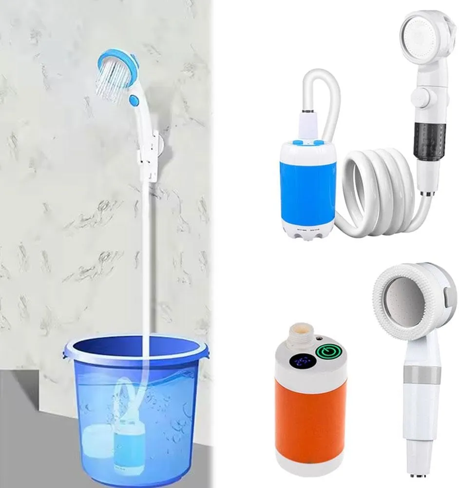 Portable Camping Shower Outdoor Camp Shower Pump,Outdoor Shower Handheld Electric Showerm,Upgrade Rechargeable Electric Shower Pump Multiple Spray Modes for Camping,Hiking,Traveling,RV