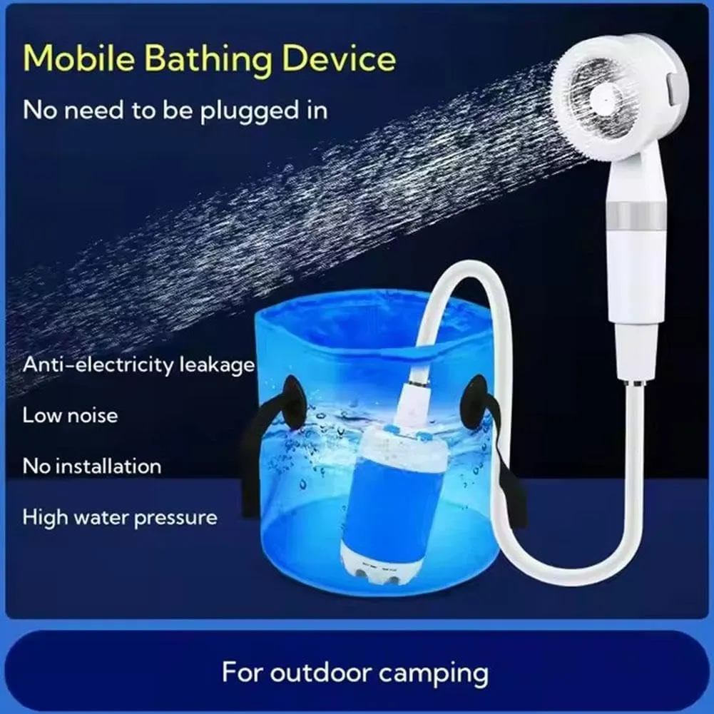 Portable Camping Shower Outdoor Camp Shower Pump,Outdoor Shower Handheld Electric Showerm,Upgrade Rechargeable Electric Shower Pump Multiple Spray Modes for Camping,Hiking,Traveling,RV