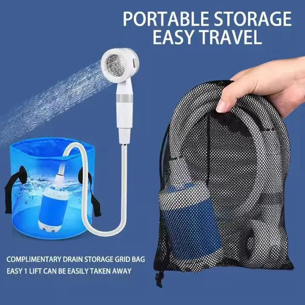Portable Camping Shower Outdoor Camp Shower Pump,Outdoor Shower Handheld Electric Showerm,Upgrade Rechargeable Electric Shower Pump Multiple Spray Modes for Camping,Hiking,Traveling,RV