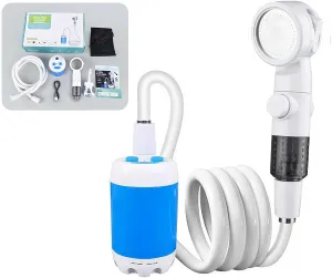 Portable Camping Shower Outdoor Camp Shower Pump,Outdoor Shower Handheld Electric Showerm,Upgrade Rechargeable Electric Shower Pump Multiple Spray Modes for Camping,Hiking,Traveling,RV