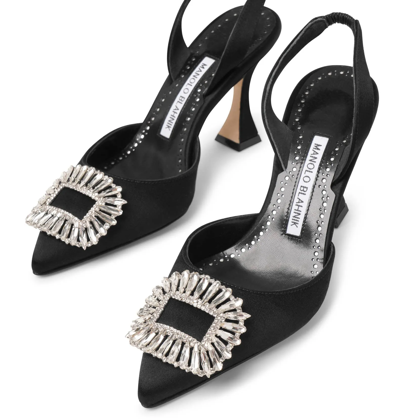 Prietasli 90 black satin slingback