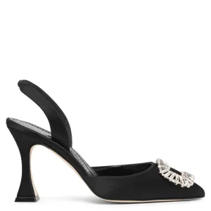 Prietasli 90 black satin slingback