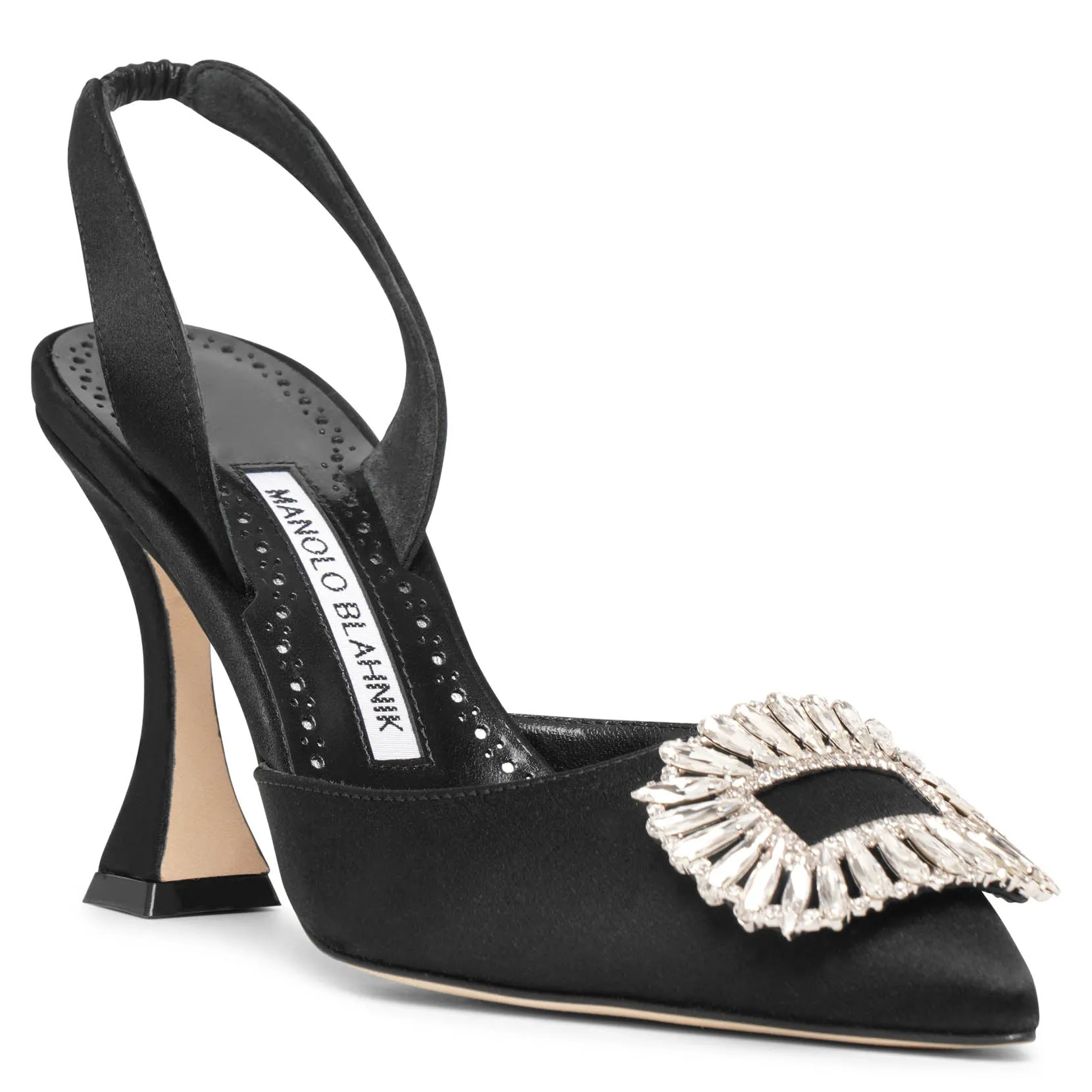 Prietasli 90 black satin slingback
