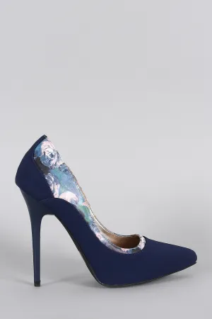 Qupid Stiletto Print Oversized savings Pump Pointy Toe Elegant Floral