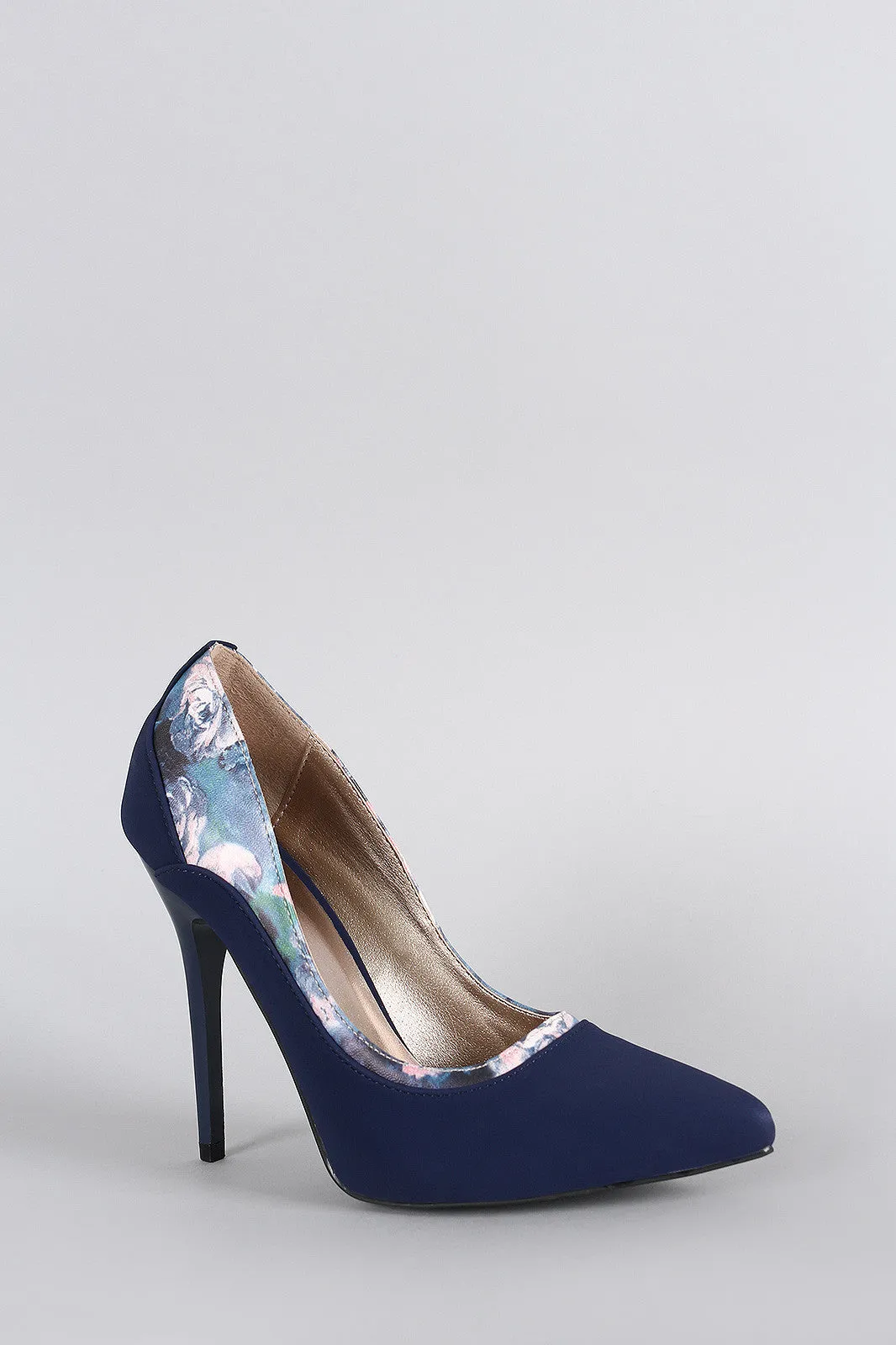 Qupid Stiletto Print Oversized savings Pump Pointy Toe Elegant Floral
