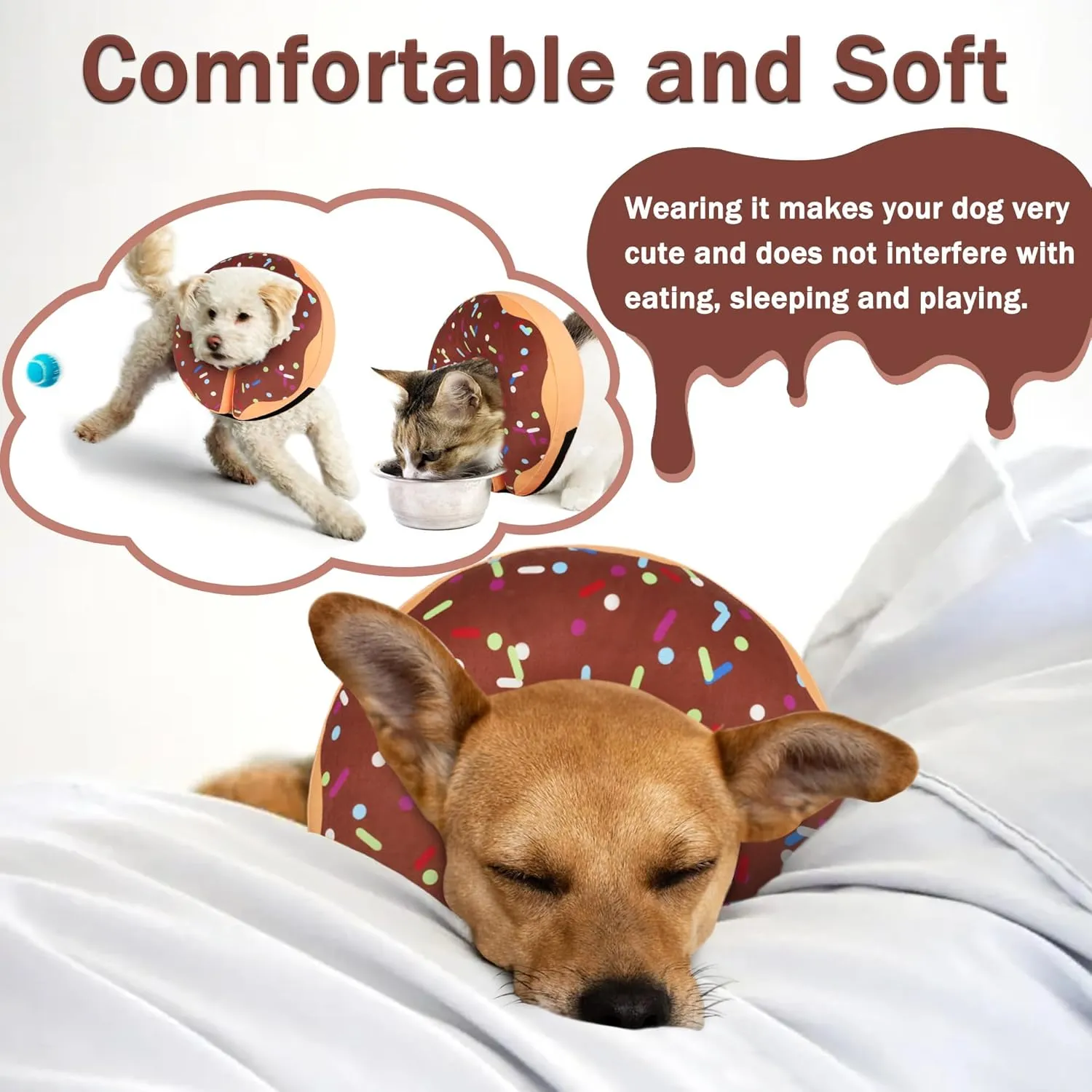 Recovery Donut Collar for Dogs & Cat,Inflatable Dog Cone Collar Alternative After Surgery,Soft Dog Cone for Large Medium Small Pet, Adjustable Pet Neck Donut(Brown,Medium )