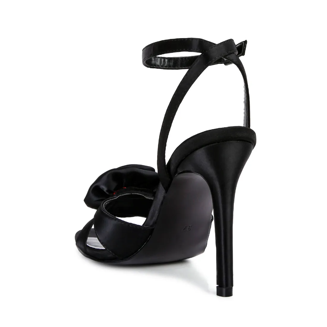 Rose Bow Satin Heeled Sandals