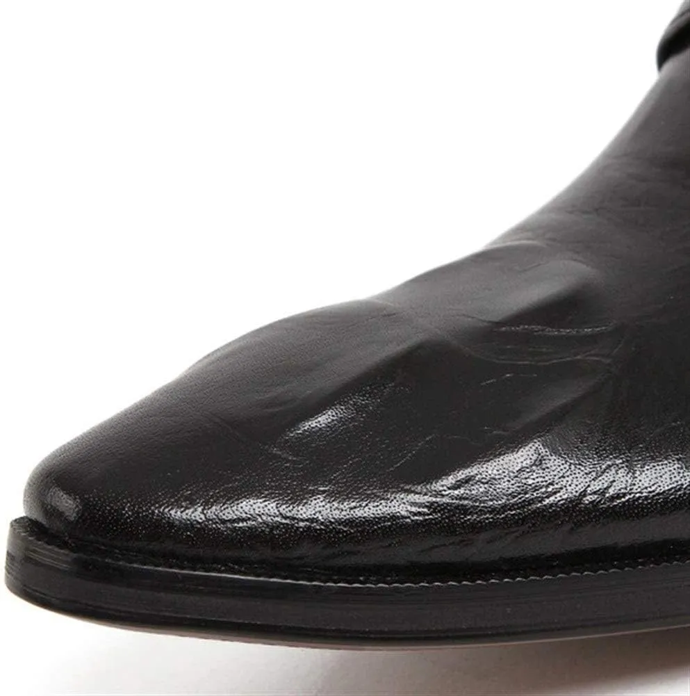 Rui Landed Ankle Boot for Men High Top Business Derby Boot Lace Up Style Premium Genuine Leather Crocodile Print Vamp Pointed Toe Block Heel Easy Care (Color : Black, Size : 6 M US)