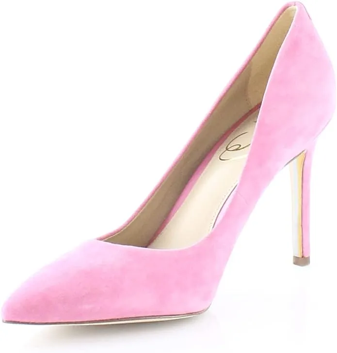 Sam Pointed Edelman Wide Percentage-based sale Modern Pumps Suede Stiletto Toe Hazel Heeled Pink Confetti