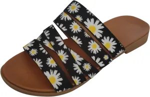Sandals Fashion Strappy Braided Slip On Flat Summer Shoes Slides Open Toe Comfortable Flats Slippers Low Heel Elastic Band Trendy Sandal Daisy Beach Slipper Casual Slide Dressy Flip Flops