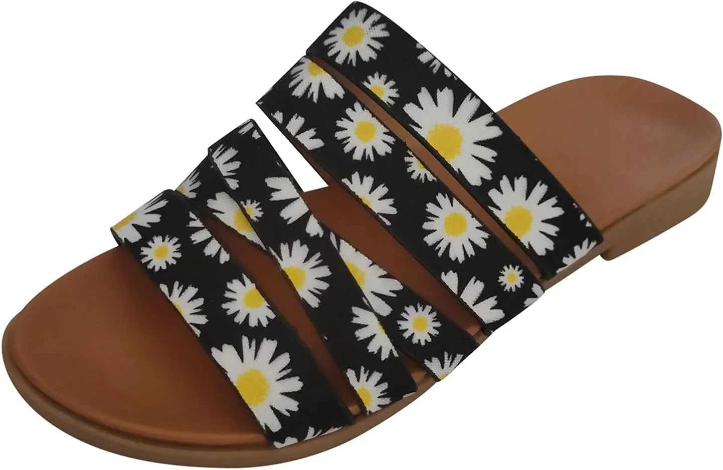 Sandals Fashion Strappy Braided Slip On Flat Summer Shoes Slides Open Toe Comfortable Flats Slippers Low Heel Elastic Band Trendy Sandal Daisy Beach Slipper Casual Slide Dressy Flip Flops