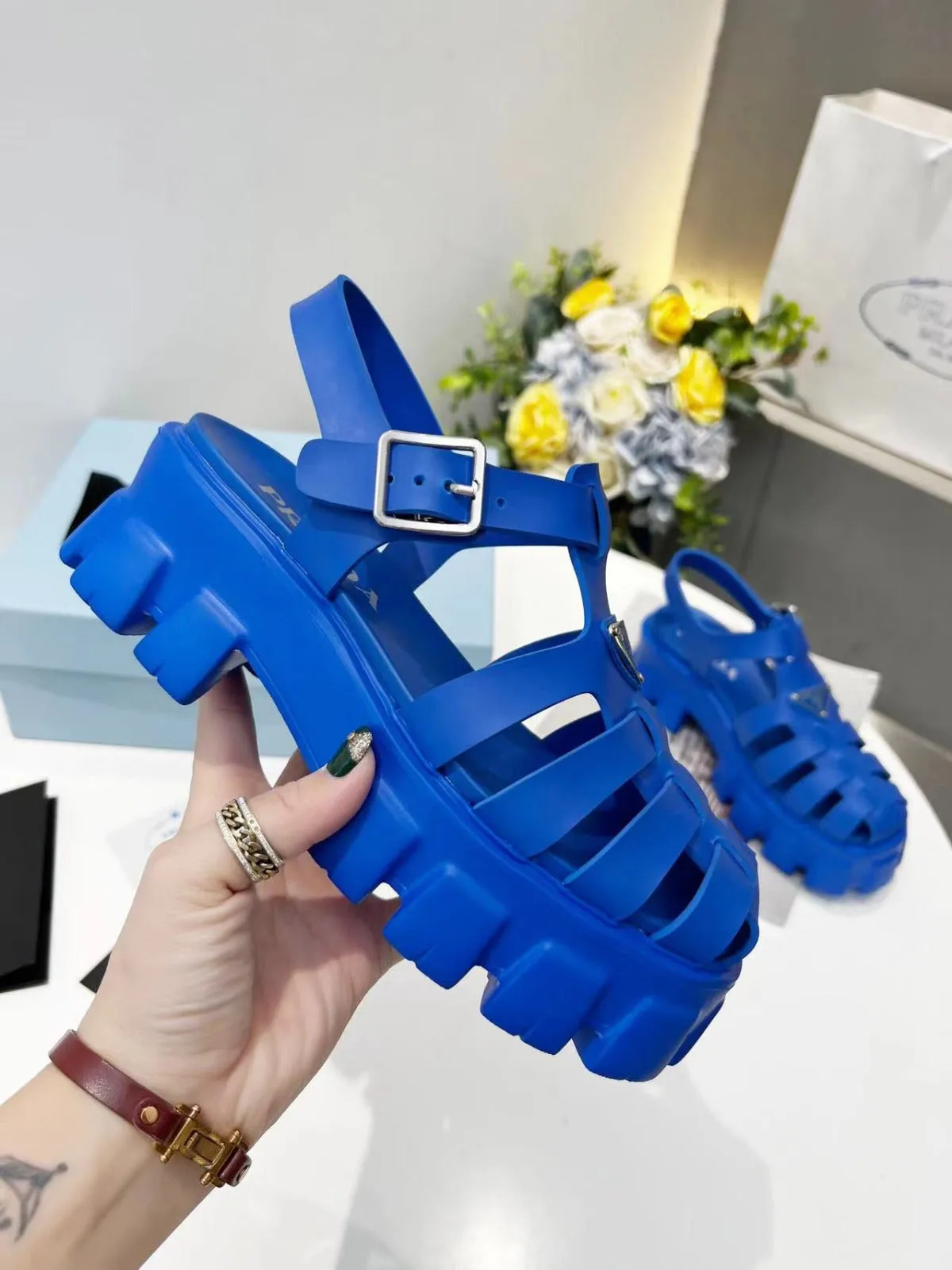 Sapphire Blue Rubber Sandal