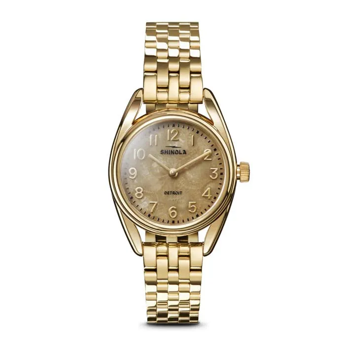Shinola 30.5mm "The Derby" Quartz Watch with Petoskey Dial in PVD Gold Stainless Steel