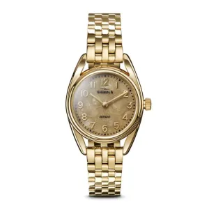 Shinola 30.5mm "The Derby" Quartz Watch with Petoskey Dial in PVD Gold Stainless Steel
