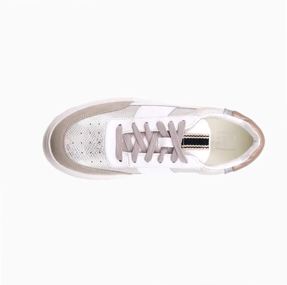 Shu Shop Womens Oriana Metallic Print Lace Up Sneakers Shoes Casual - Silver