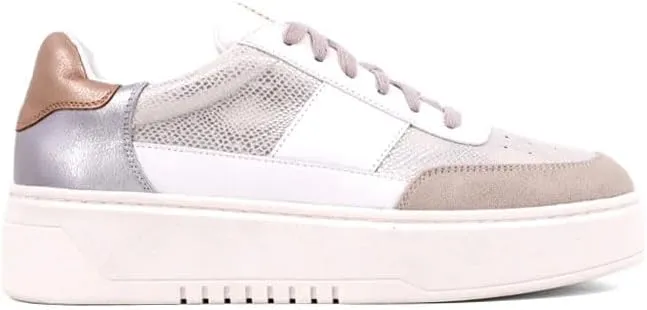 Shu Shop Womens Oriana Metallic Print Lace Up Sneakers Shoes Casual - Silver