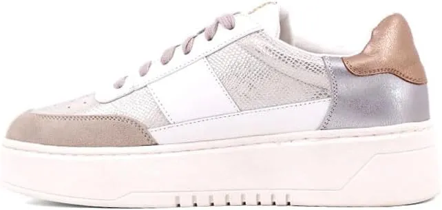 Shu Shop Womens Oriana Metallic Print Lace Up Sneakers Shoes Casual - Silver