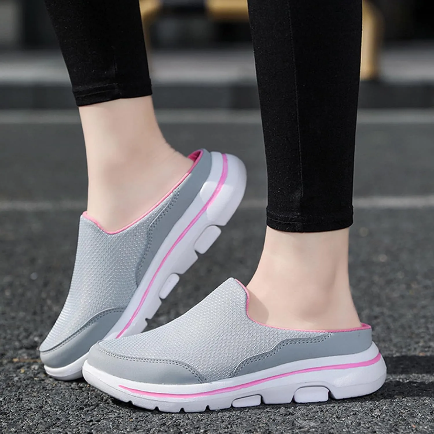 Slip On Mules & Clogs for Womens Light Open Back Shoes Comfort Walking Breathable Slippers Closed Toe Slides Casual House with Indoor Outdoor Anti-Skid Sole Comfortable Clog
