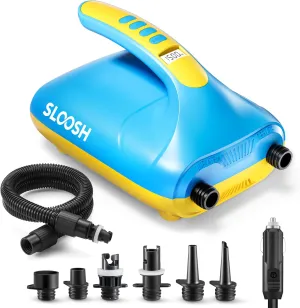SLOOSH Electric Paddle Board Pump, 20 PSI High-Pressure Dual-Stage Inflation SUP Air Pump with Auto-Off Function, 12V DC Car Connector for Inflatable Paddle Boards, Kayaks, Boats, and Air Mattresses