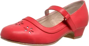 SOBEYO Girls' Dress Shoes Mary Jane Low Heel Flowers Cut Out Accents Leather Lining Insole Comfortable Memory Foam Cushion Wedding Party Princess Pump School Shoe