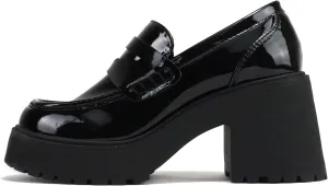 Soda “AMP” ~ Women Round Toe Slip-On Lug Sole High Heel Penny Loafer Shoe
