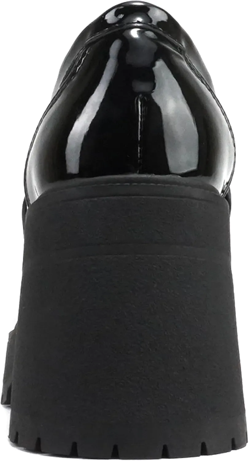 Soda “AMP” ~ Women Round Toe Slip-On Lug Sole High Heel Penny Loafer Shoe