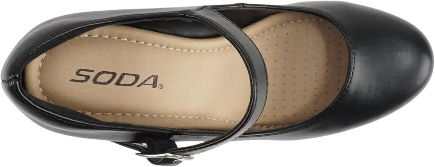 Soda Merry ~ Womens Mary Jane Strap Comfortable Platform Wedge Pump Heel Shoes (Wide Fit Available)