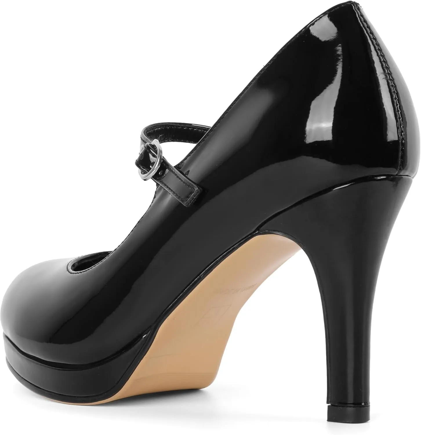 Soireelady Women's Platform Mary Jane Pumps Closed Round Toe Ankle Strap Stiletto High Heels Dress Shoes 3.5 Inches