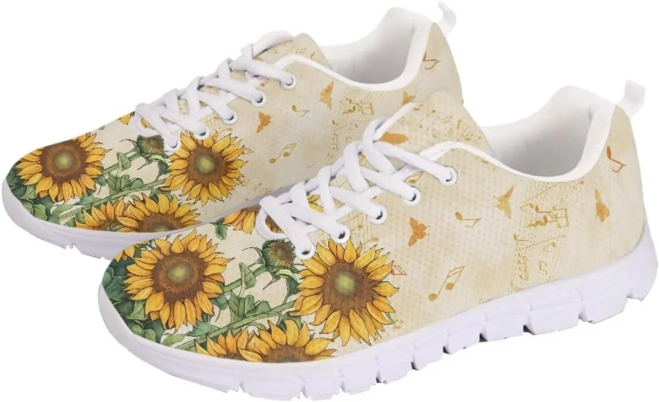 SYtrade Women's Running Shoes Lace Up Walking Tennis Sneakers White Sole