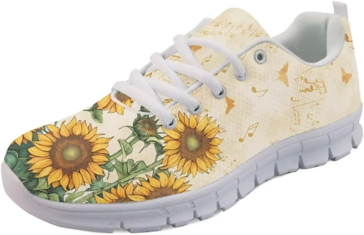 SYtrade Women's Running Shoes Lace Up Walking Tennis Sneakers White Sole
