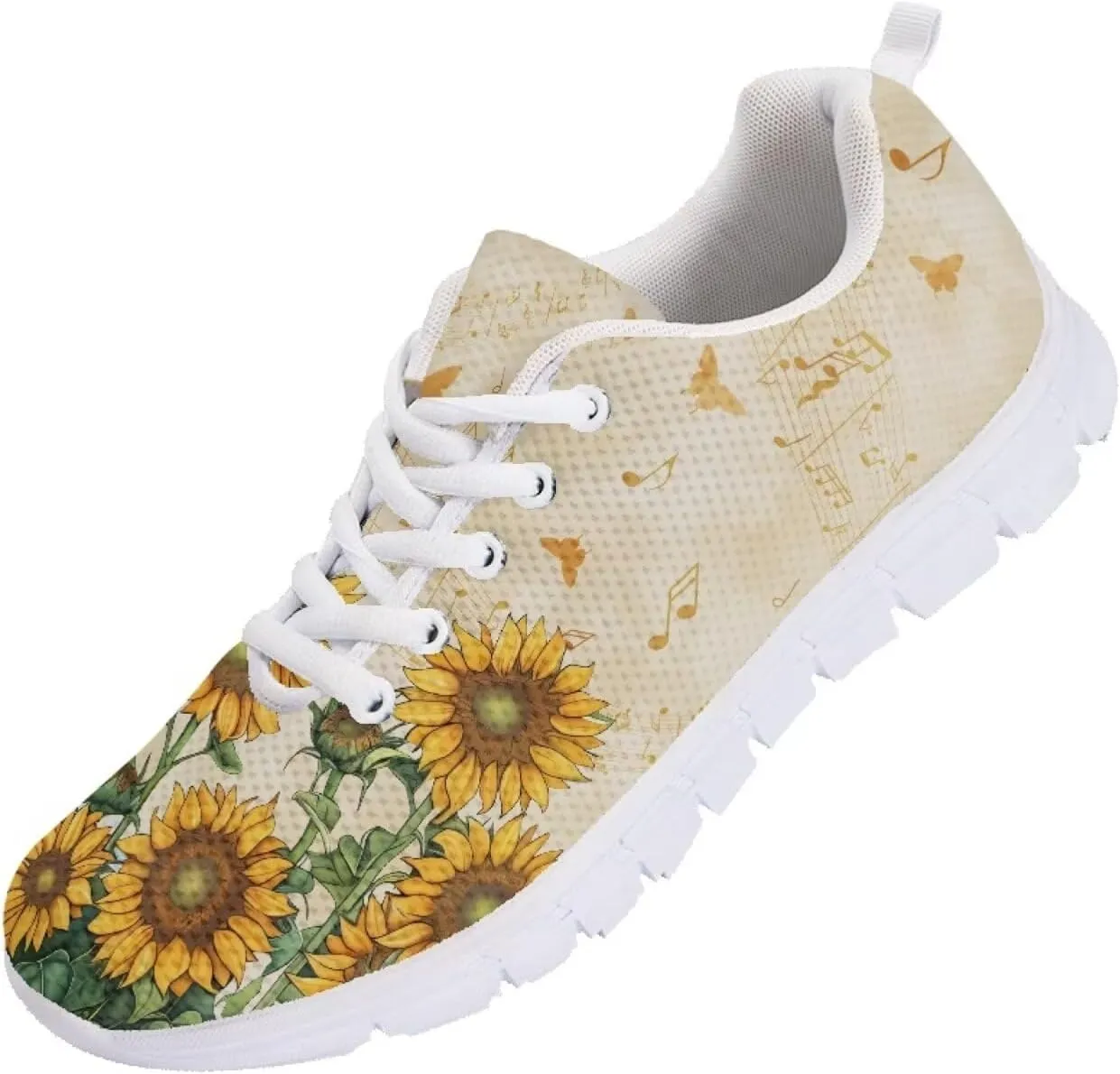 SYtrade Women's Running Shoes Lace Up Walking Tennis Sneakers White Sole