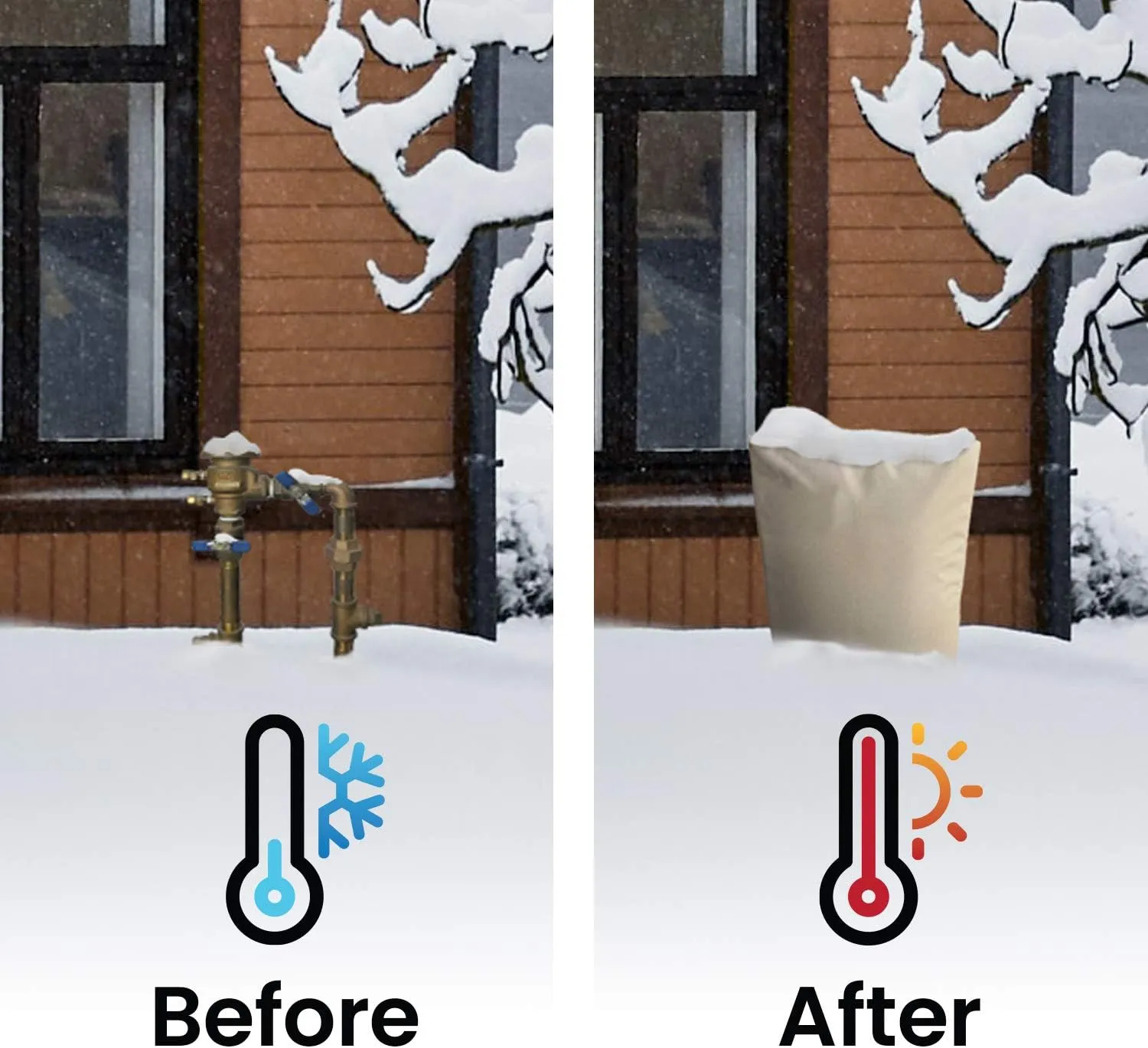 The Original Winter Pipe Insulation Cover (0˚F) - Extra-Thick EVA NBR (UV-Coated) Insulated Backflow Preventer Freeze Protection, Pump Cover, Sprinkler/Well/Valve Head Cover - (30" W X 24" H)