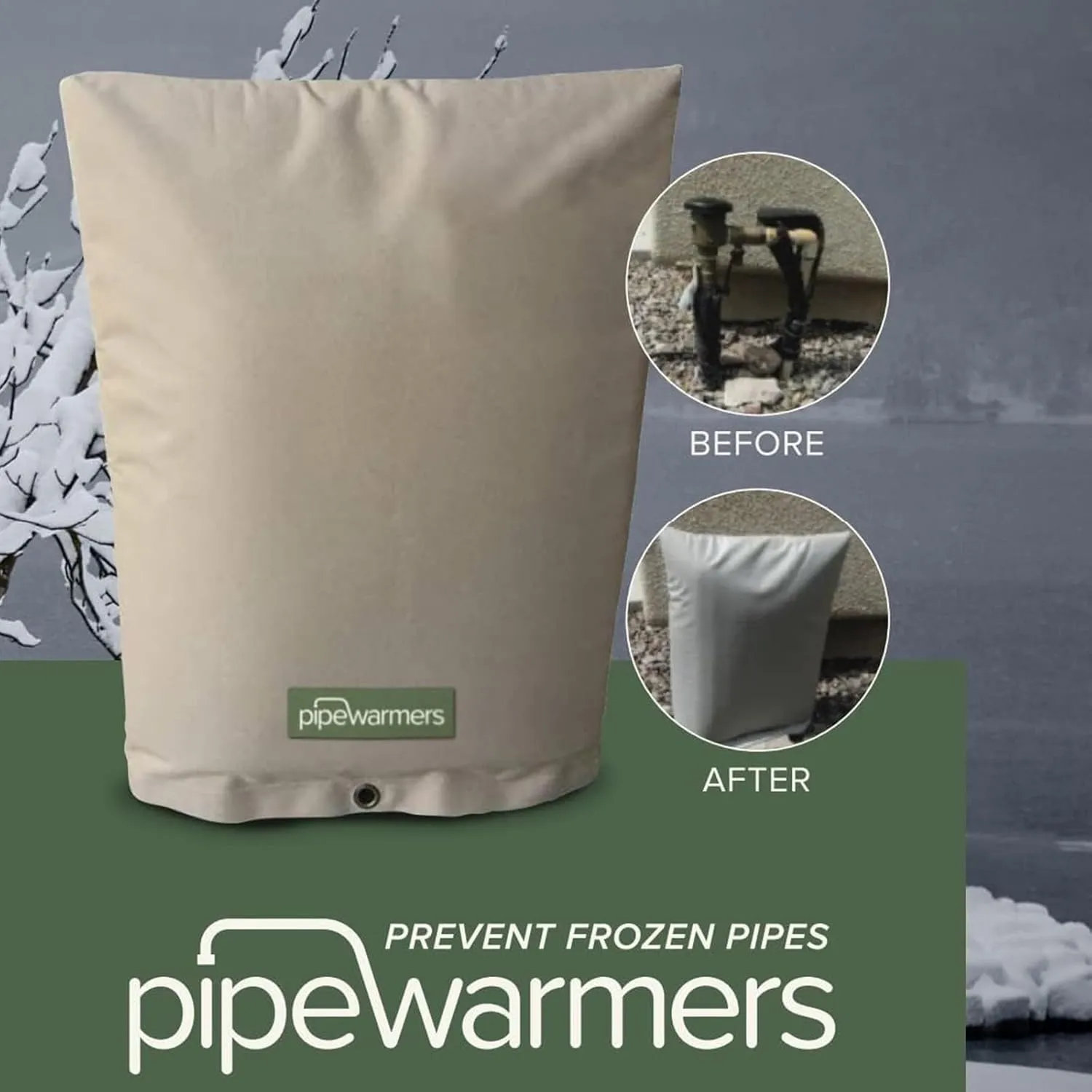 The Original Winter Pipe Insulation Cover (0˚F) - Extra-Thick EVA NBR (UV-Coated) Insulated Backflow Preventer Freeze Protection, Pump Cover, Sprinkler/Well/Valve Head Cover - (30" W X 24" H)