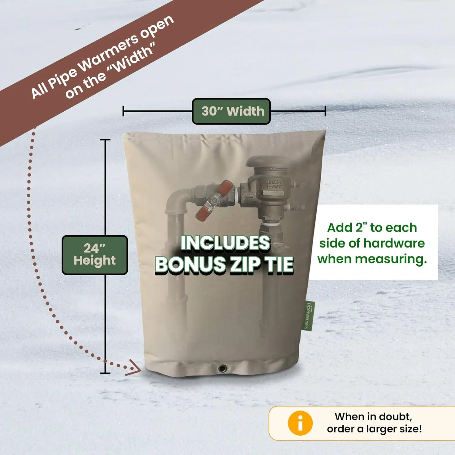 The Original Winter Pipe Insulation Cover (0˚F) - Extra-Thick EVA NBR (UV-Coated) Insulated Backflow Preventer Freeze Protection, Pump Cover, Sprinkler/Well/Valve Head Cover - (30" W X 24" H)