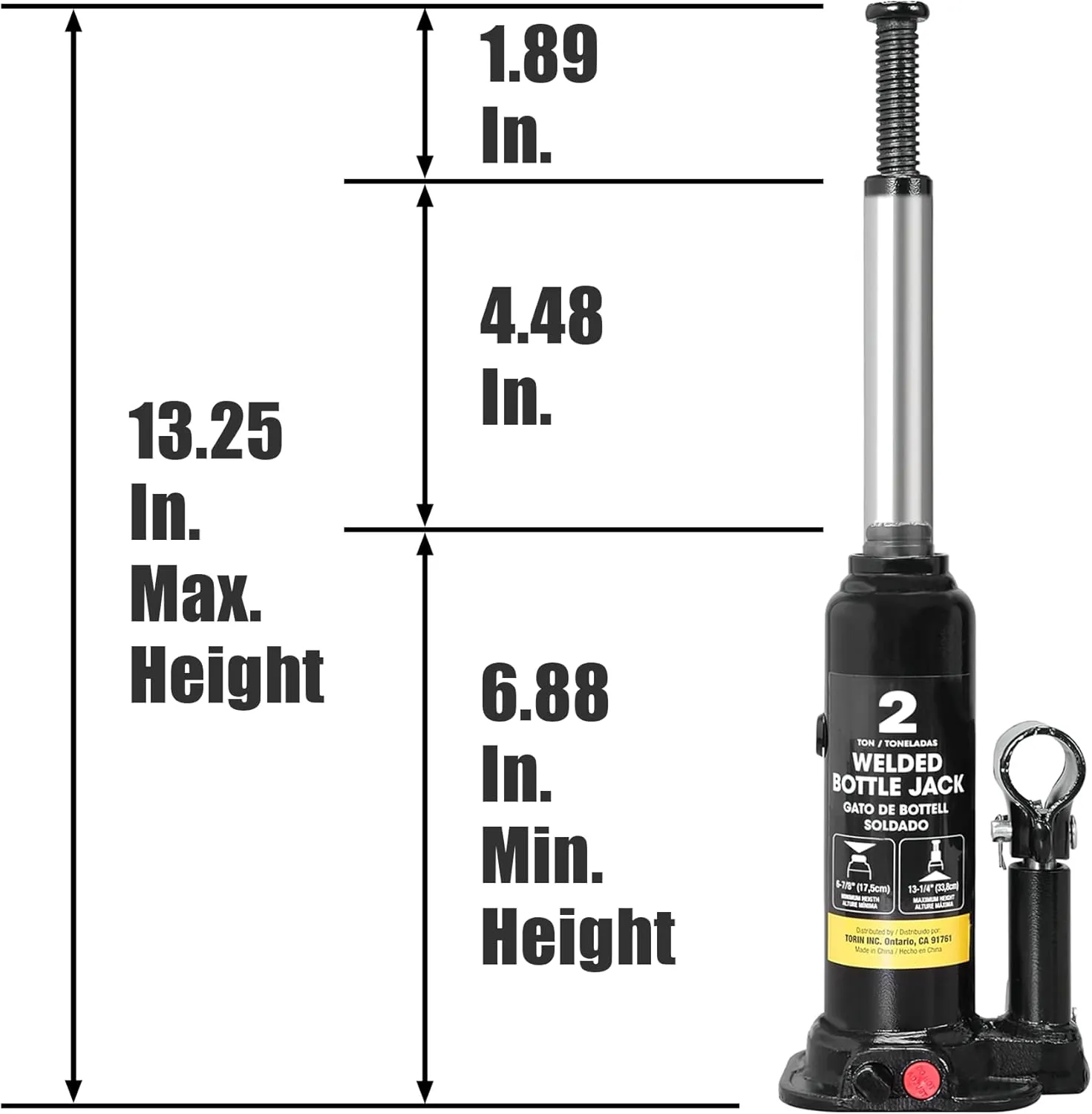 Torin 2 Ton (4,000 LBs) Capacity Hydraulic Welded Bottle Jack, AT90203BB , Black