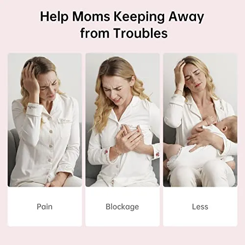TSRETE Double Wearable Breast Pump, Electric Hands-Free Breast Pumps with 2 Modes, 9 Levels, LCD Display, Memory Function Rechargeable Milk Extractor-24mm Flange, Pink