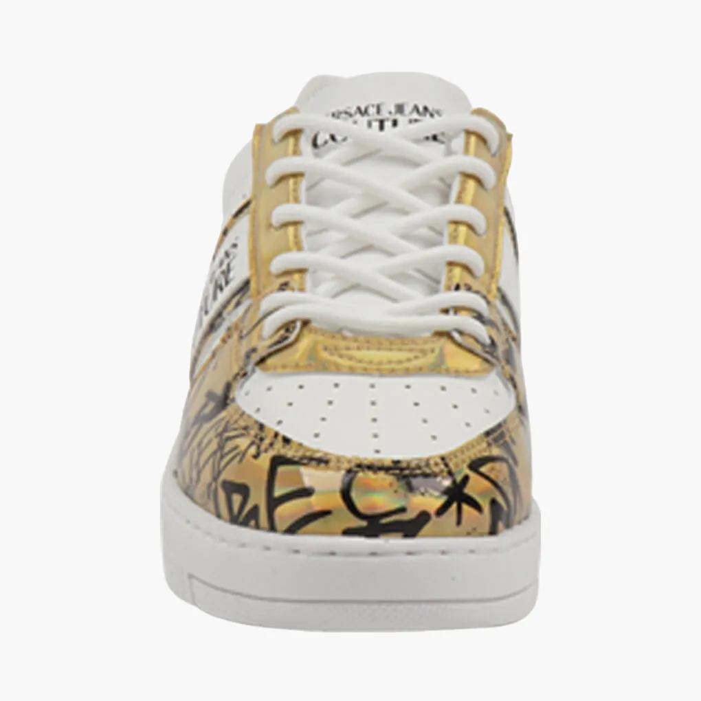 Versace Graffiti Design Sneakers - White Gold Black