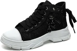 VV87 Women's Casual Canvas Air Cushion Sneakers High top Thick Sole Jogging Walking Shoes