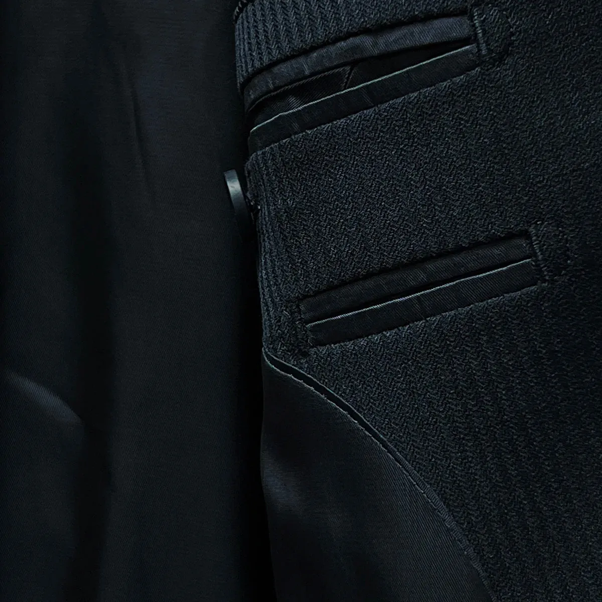 Westwood Hart Black Herringbone Men's Suit