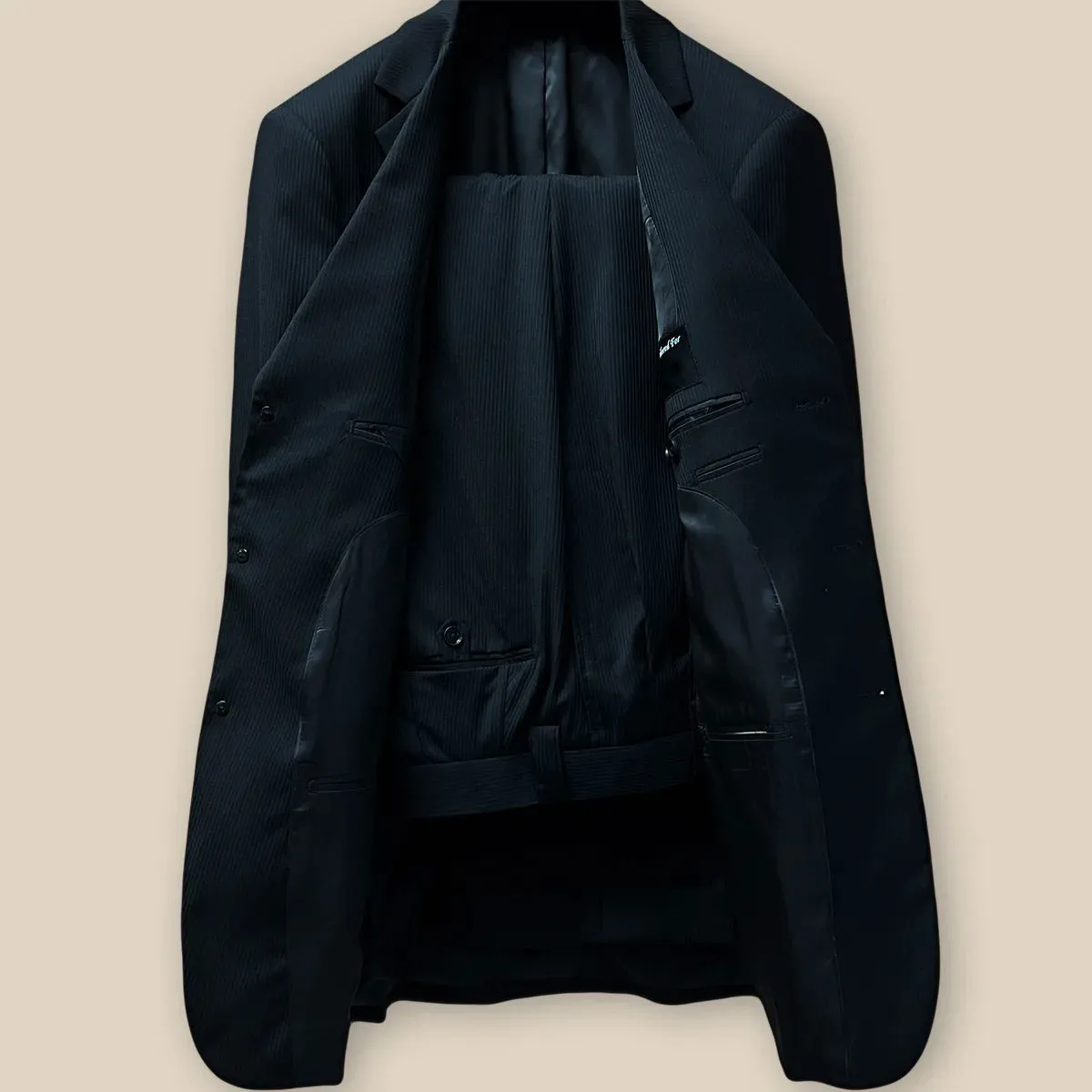 Westwood Hart Black Herringbone Men's Suit