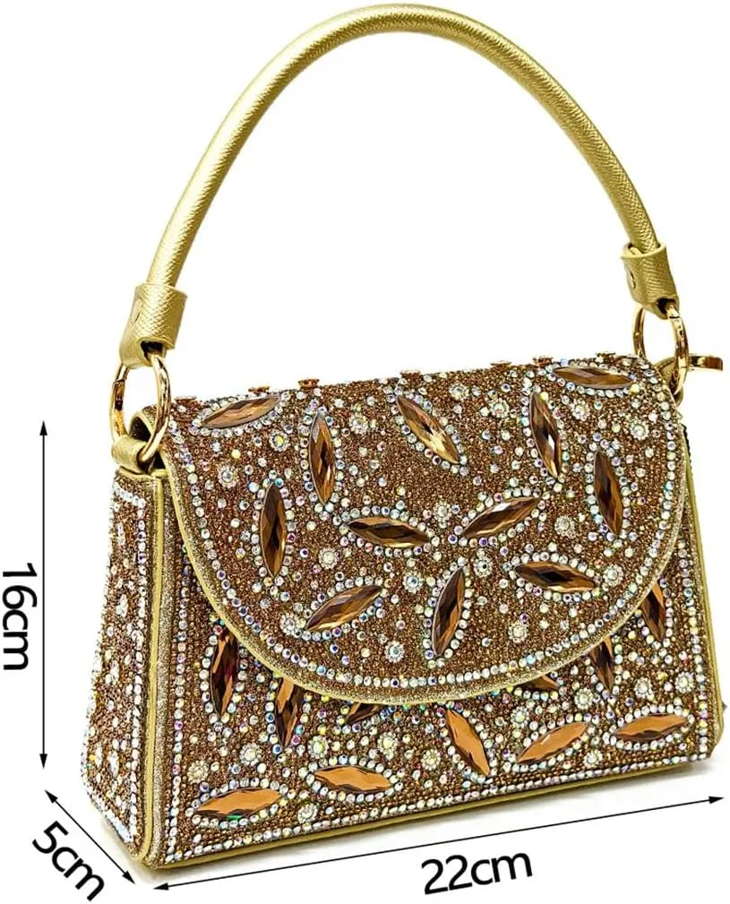 Women's Diamond Luxurious Pointed Toe Pump and Bag Set with Buckle Strap for Elegant Occasions