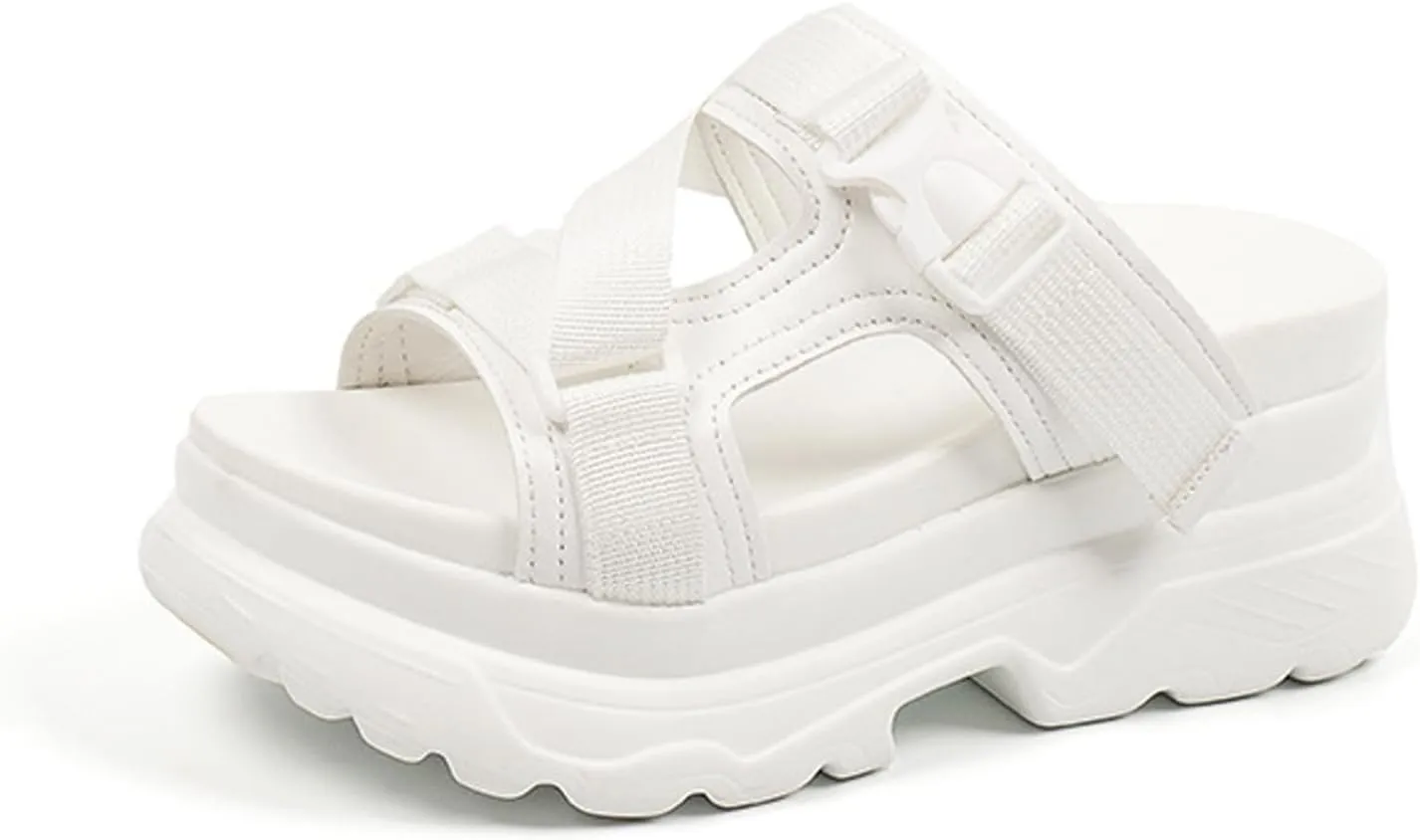 Women's Fish Mouth Platform Slip-On Walking Sandals Fashionable Open Toe Arch Support Non-Slip Heightened Wedge Heel Outdoor Summer Mam Sport Sandals