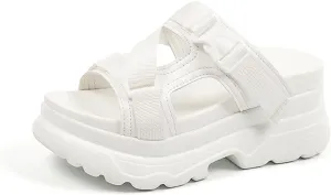 Women's Fish Mouth Platform Slip-On Walking Sandals Fashionable Open Toe Arch Support Non-Slip Heightened Wedge Heel Outdoor Summer Mam Sport Sandals