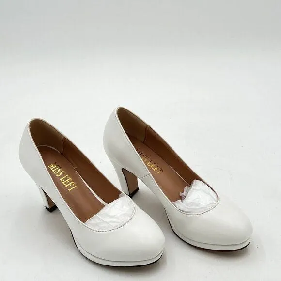 Women's Low Platform High Chunky Heeled Slip On Closed Round Toe Pump Elegant