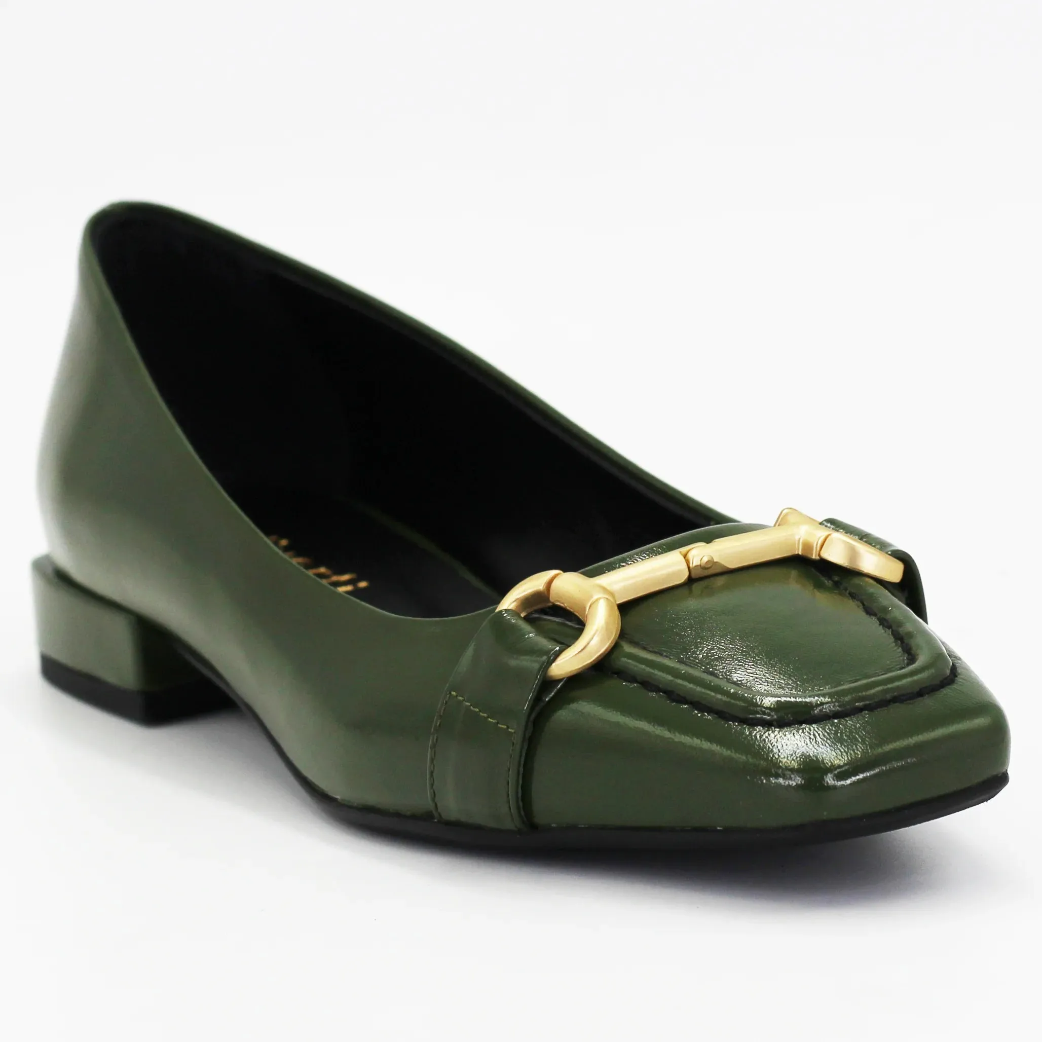 Women's pump with buckle in calf leather verde (DARIA54)