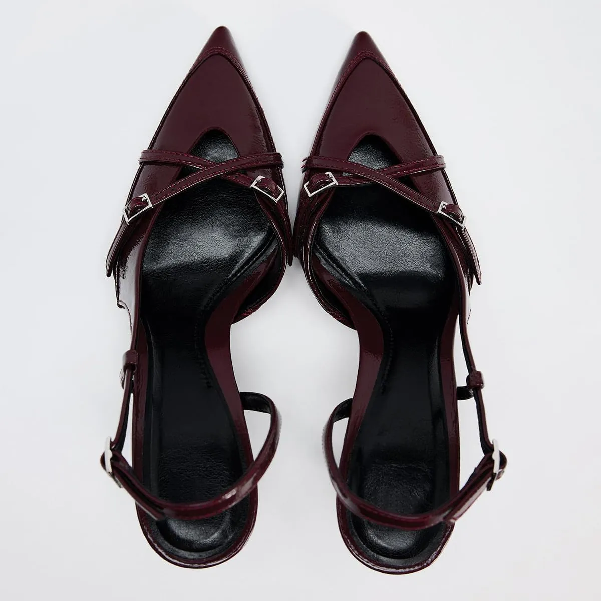 Women's Slingback Heels in A Faux Patent Leather Finish Pump Bow Detail Buckle Closure Thin Heel Pointed Toe Wedding Party Office Dance Dress Shoes