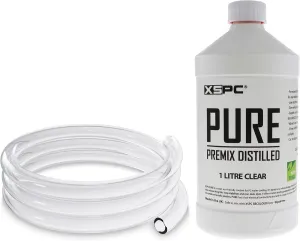 XSPC FLX Clear Tubing 3/8" ID, 5/8" OD (2 Meter) and Pure Premix Distilled PC Coolant (1000mL) Bundle