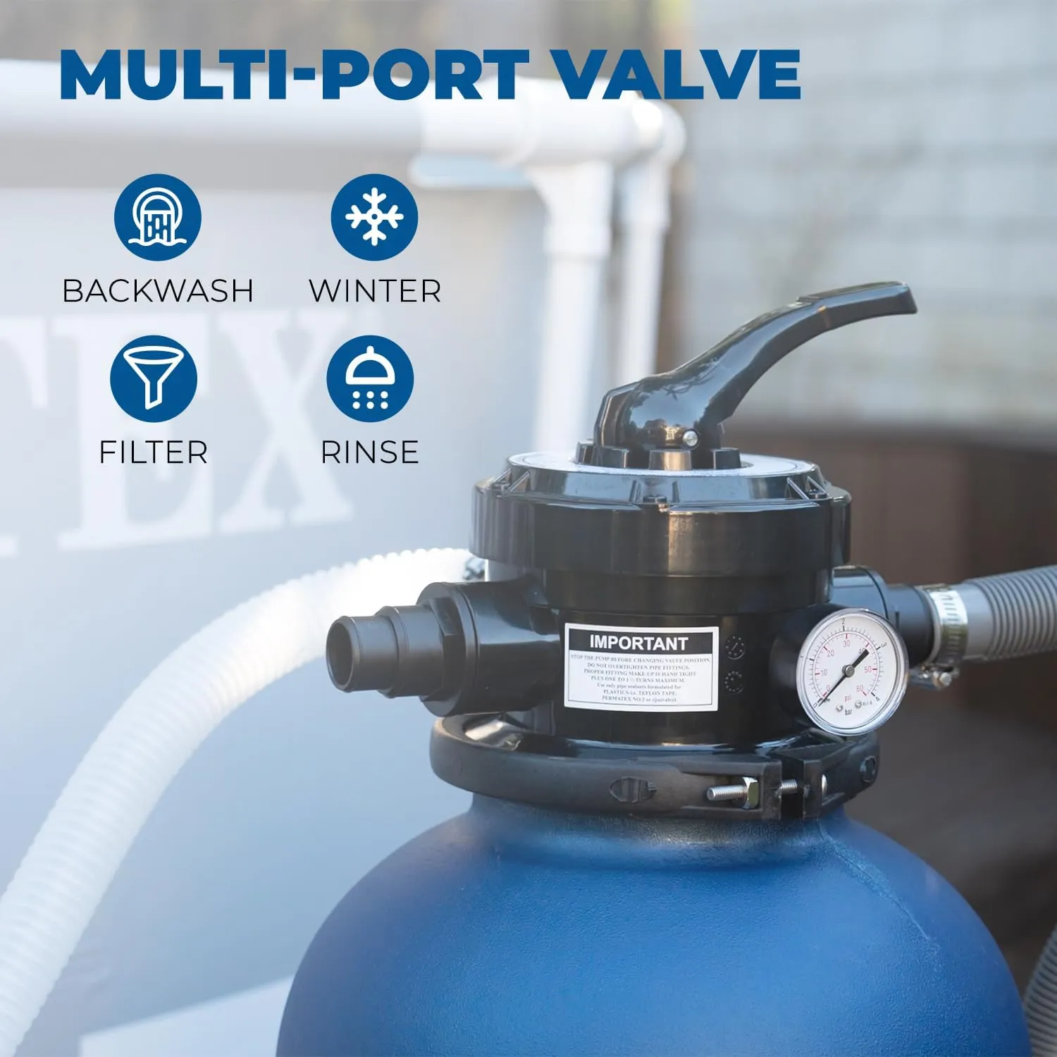 XtremepowerUS 13" Sand Filter 3/4HP Pool Pump Max 2,400 GPH High-Flow for Above Ground Swimming Pool Set Multi-Port Valve Up To 10,000 Gallons