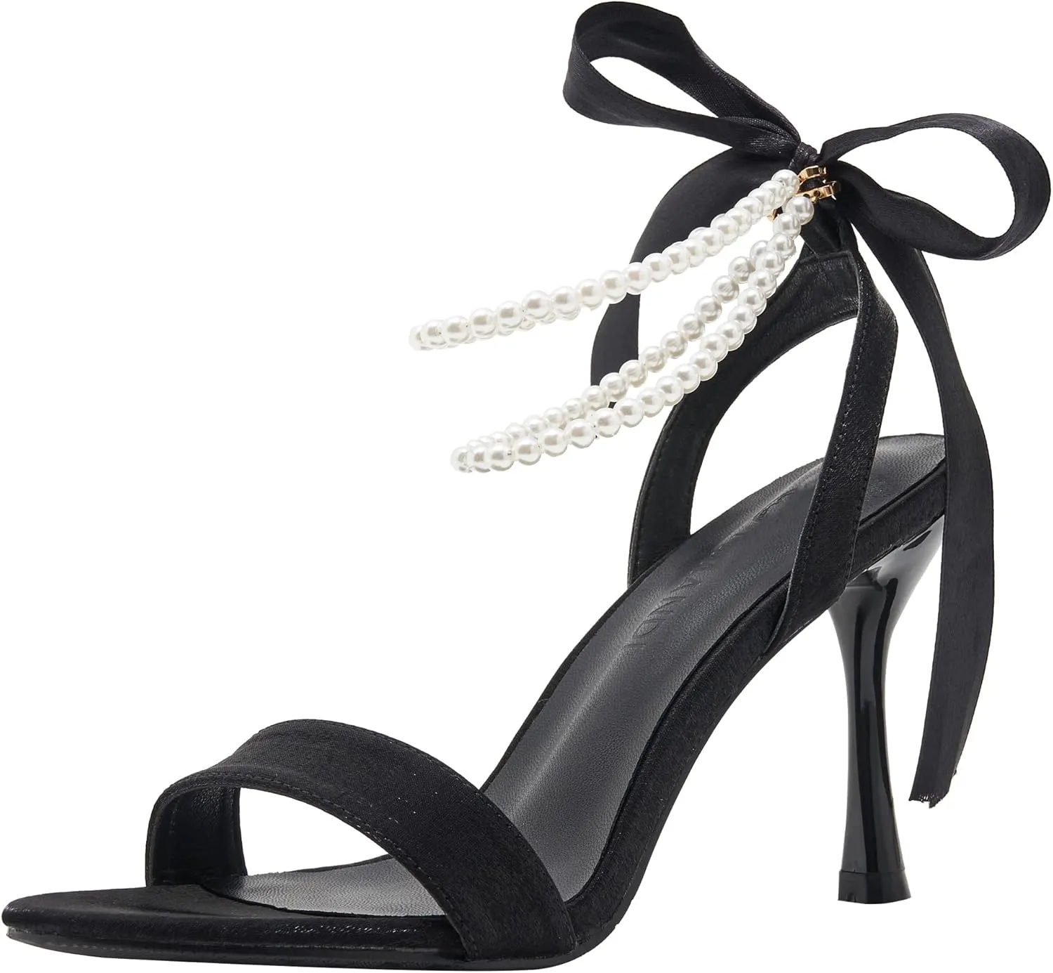 YooPrettyz Women Bows Tie Evening High Heels Single Straps Wedding Sandals Pearls Bridal Party Princess Heels